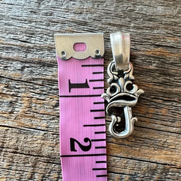 Bill Wall Leather Initial Crown Pendant: Letter "J" - Picture 5 of 6